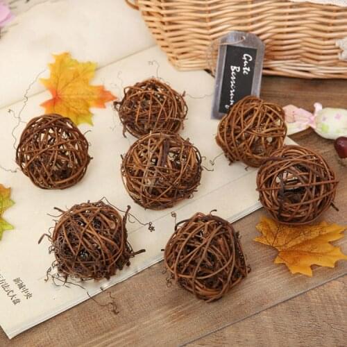 New 1 pcs Log color Rattan Wicker Cane Ball for Garden DIY Wedding Party decoration string lights decoration rattan ball Tq006