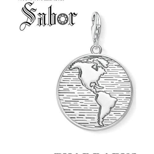 Globe Disc World Earth Charm For Women Men Trendy silver plated Jewelry Fit Bracelet Necklace Phone Chain Keyring thomas