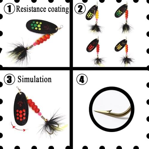 New Spinner Lure 4pcs/lot 18 color 6.5g/10g/13.5g Hard Lure Spoon Fishing Lure with Treble Hook Metal Fishing Tackle Pesca