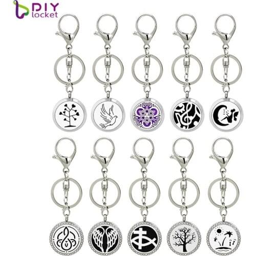 30MM 316L Stainless Steel Essential Oil Lobster buckle Keychain Locket Wholesale Jewelry 191-200
