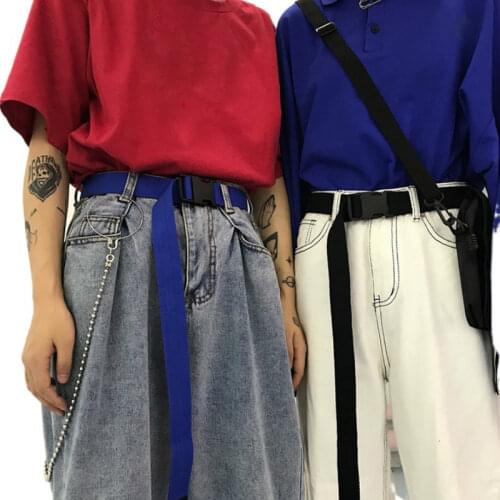 Adults Adjustable All-Match Belt Unisex Korean Style Canvas Belts Vintage Plastic Buckle Elastic Solid Color Long Waistband