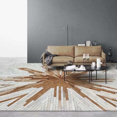 American style luxury cowhide seamed patchwork carpet, natural cow skin fur carpet for living room decoration office carpet