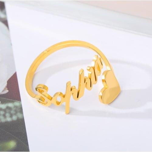 Personlized Name Date Ring Stainless Steel Heart Crown Customized Rings for Couple Women DIY Wedding Jewelry Christmas Gifts