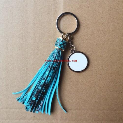 Sublimation long leather tassels key chains snake skin key ring for Bag accessories hot transfer printing material 15pieces/lot