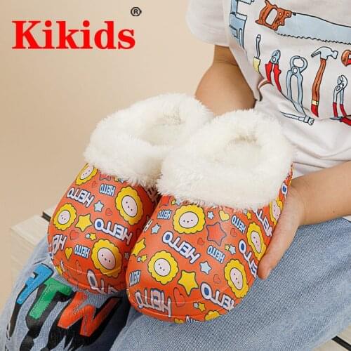 Kikids Baby Winter Slippers Children Boys Girls Cute Cartoon Slipper Kid Indoor Fur Warm Shoes Child Home Floor Kid Winter Shoes
