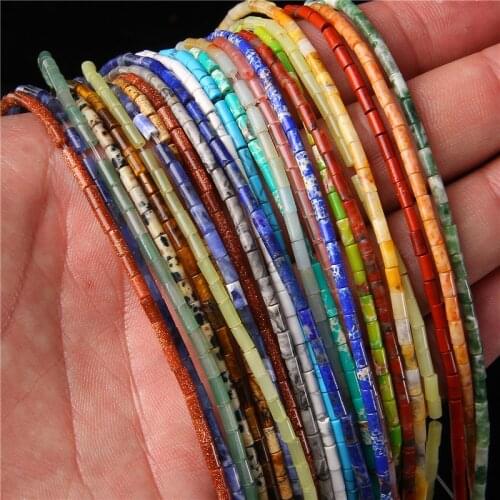 2x4mm Natural Stone Tube Beads Jades Tubular Jaspers Crystal Column Cylindrical Beads For Jewelry Making Diy Bracelet Charms 15"