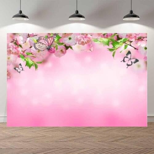 Thin Vinyl Spring Floral Butterfly Bokeh Girls Kids Birthday Party Wedding Banner Photography Backdrop Photo Studio Background