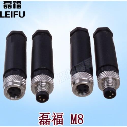 M8 waterproof aviation plug and socket M8 sensor connector 3 core P 4 core male female sensor connector