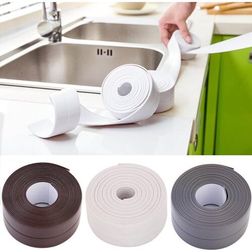 Waterproof Bathroom Kitchen Shower Sink Bath Sealing Strip Tape Caulk Strip Self Adhesive Wall Sticker Sink Edge Tape