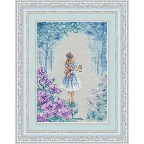 Top Quality Lovely Counted Cross Stitch Kit Divine Guidance Guide Girl in the Forest Lantern Light in the Morning