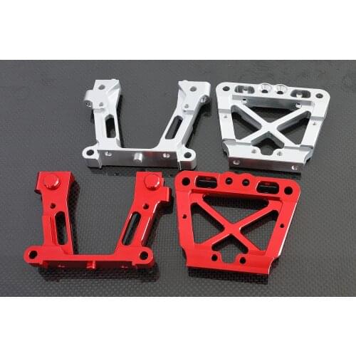 Alloy Rear Bulkhead for HPI Baja 5B,5T,5SC,SS,ROVAN, KM Silver/Red