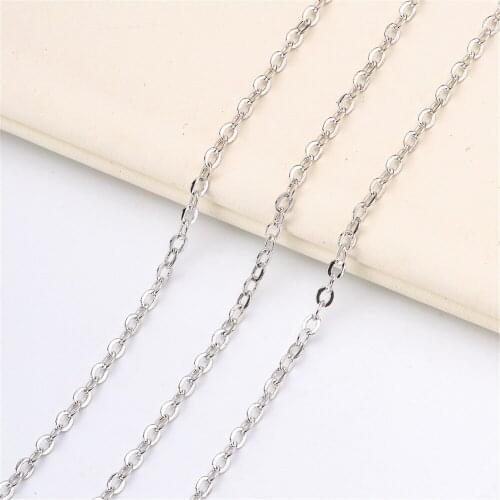 DIY pearl accessories 925 silver necklace O chain plated platinum fashion chain 45 cm thick style chain