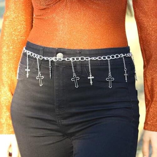 Womens metal accessories chain belt punk body accessories stainless steel sexy tassel chain belt nightclub DJ Jeans Belt