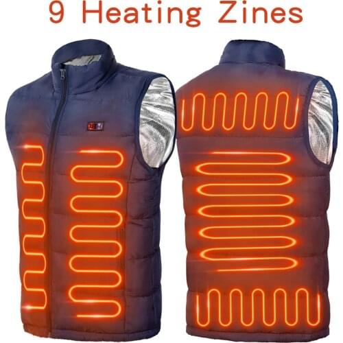 Winter New 9 Areas Heated Vest Men USB Electric Heating Jacket Thermal Waistcoat Winter Hunting Outdoor Vest