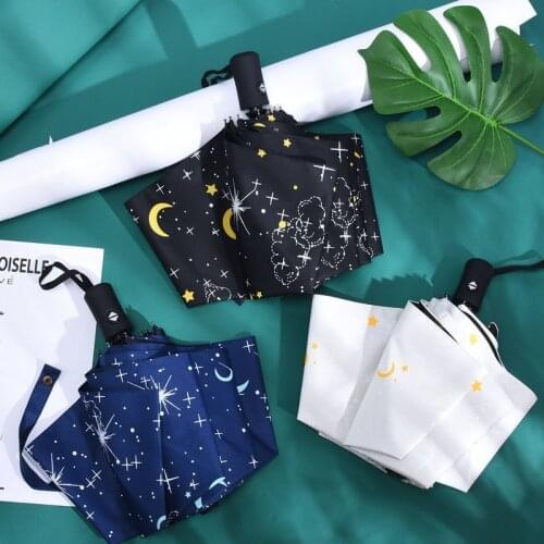 Starry Sky Pattern Women Umbrella Portable Anti UV Paraguas Sun Umbrella Rain Windproof Folding Umbrellas For Girl Kids Parasol