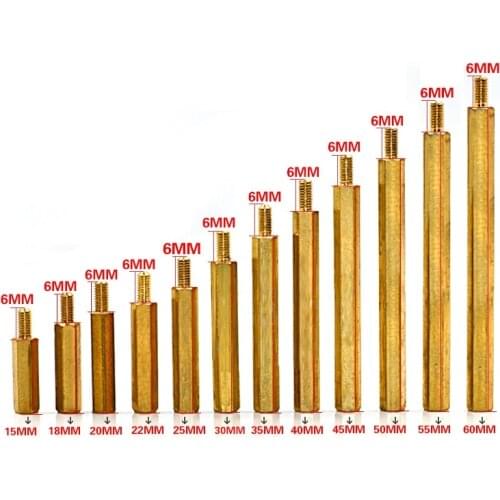 50PCS M2.5*4/5/6/7/8/9/10/12/15/16/17/18/19/30+6MM Brass Hex Spacer Screw male to female PCB Standoffs For motherboard hardware