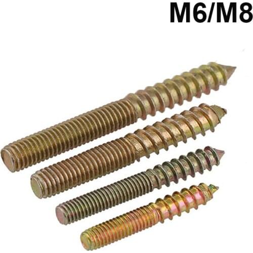 3/5/10Pcs Hanger Bolts Wood To Metal Dowels Double Ended Furniture Fixing Self Tapping Screws M6/M8
