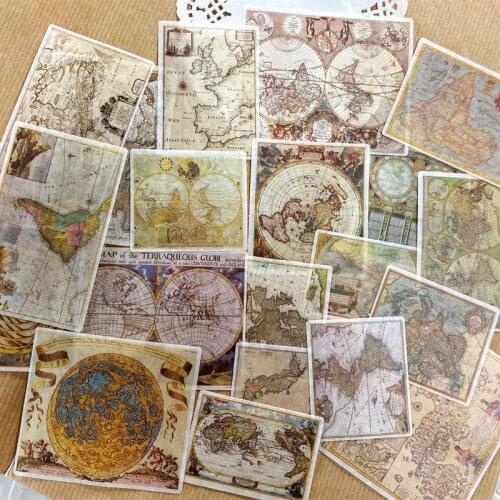 35pcs/set Vintage nautical map series stickers DIY scrapbooking base collage junk journal happy planner decoration stickers