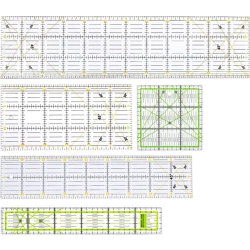 5Pcs/Set Rectangle Patchwork Quilting Drawing Straight Rulers Sewing Tailor Craft Tools