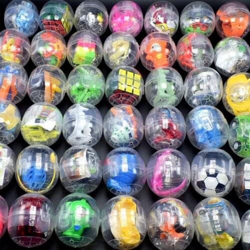 5Pcs/lot Clear Plastic Siamese Capsules Toy Balls With Different Toy Assembled Car Dinosaur Ramdom Mix For Vending Machine