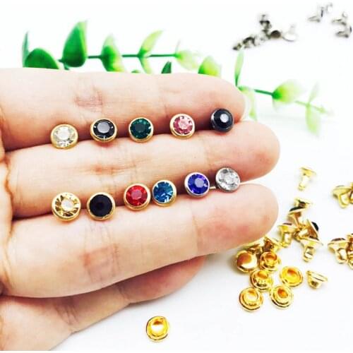 50PC/Set Multicolor Rhinestone Crystal Rivets DIY Clothing Bag Leather Crafts Decoration Garment Sewing Glass Drill Nail Button