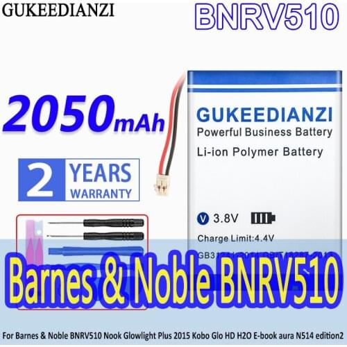 GUKEEDIANZI High Capacity Battery BNRV510 2050mAh For Barnes & Noble BNRV510 Nook Glowlight Plus 2015 Kobo Glo HD H2O E-book