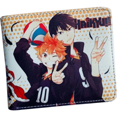 Anime Haikyuu Mens Bifold PU Leather Wallet Coin Pocket Credit Card Id Window