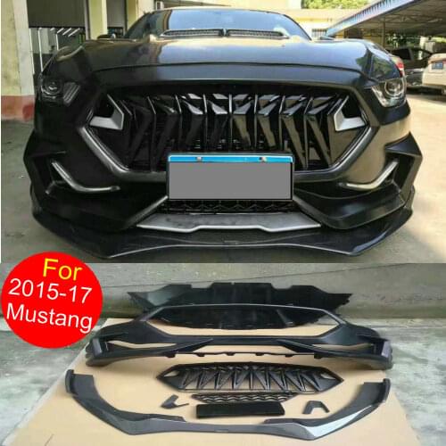 Auto Car Bodykit Bumpers For Ford Mustang Body kits Bumpers 2015-2017 (FRP Front Bumper+ Carbon Fiber Front Lip Spoiler + Grill)