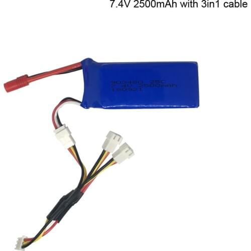 2500mAh 7.4v lipo Battery with 3in1 cable for Syma x8c X8G X8W X8G X8HC X8HW X8HG for RC Quodcopter toy Parts 7.4v Battery