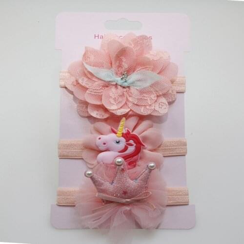 3Pcs/Set Baby Girl Headbands Elastic Bowknot Unicorn crown Hair Band Turban Kids Skinny Stretchy Hairband Baby Hair Accessories