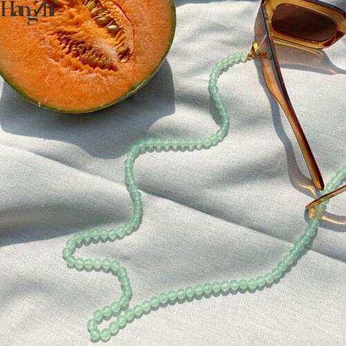 HangZhi 2020 New Colorful Transparent Crystal Beads Chain for Mask Spectacles Earbuds Holder Multiuse Necklace for Women Jewelry