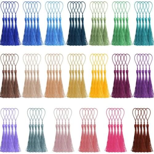 32Pcs Bookmark Tassels Fringe Brush Silky Handmade Soft Craft Mini Tassels with Loops for DIY Crafts Jewelry Making Accessories