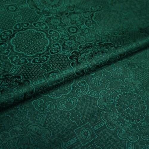 Chinese Classics Brocade jacquard Satin dark green silk fabric Satin de soie Satén шелк hanfu cloth DIY patchworkbag