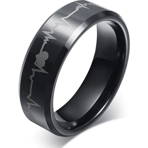 Fashion Men Ring 8MM Black Tungsten Carbide Rings Wedding Bands For Men Gold Plating Wedding Ring Jewelry Gift
