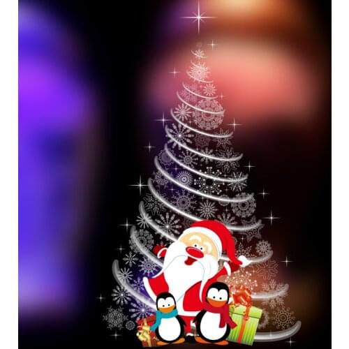 Creative Christmas Tree Wall Stickers Shop Window Glass Door Decorations Cartoon Santa Claus Penguin Removable Vinyl Decals