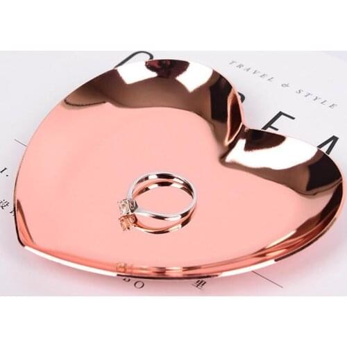 Display Tray Jewelry Tray Heart Shape Wed Plate Colored Metal Tray Home Storage Popular Decoration Ornament#139