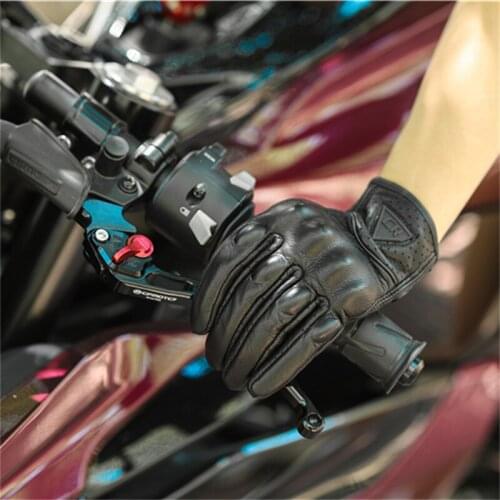 Touchscreen Sheepskin Motorcycle Full Finger Gloves Protective Gear Racing Pit Bike Riding Motorbike Motocross men spring summer