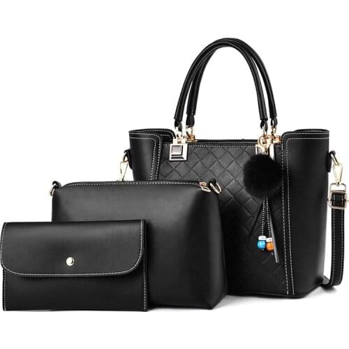 Three Piece Set Women Bag Large Capacity Female Tassel Handbag Shoulder Bag Purse Ladies PU Leather Crossbody Bag Bolsa Feminina