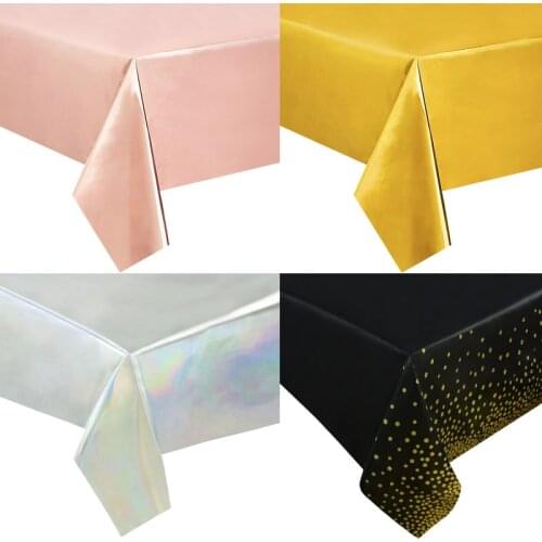 274*137cm Rose Gold Disposable Tablecloth Plastic Dot Table Cloth Cover Kids Adult Birthday Party Decoration Wedding Baby Shower