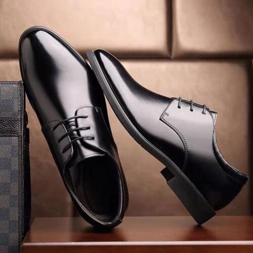 Autumn Leather Mens Black Design Formal Shoes Business Derbies Shoes Casual Breathable Wedding Suit for Dress 2020 w345