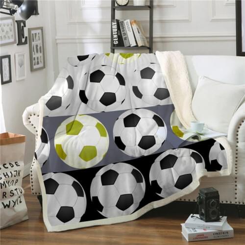 Sofa Bed Throw Blanket ForChildren Adult 3D Cartoon Football Sport Game Soft Warm Winter Fleece Kid Blanket Bed Cover Bedspread