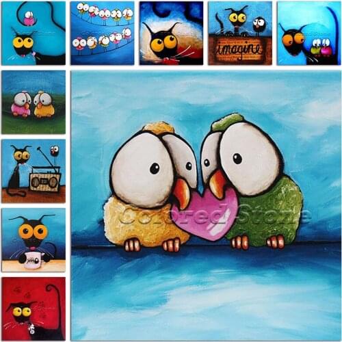 5D Full Square Diamond painting embroidery Cross stitch cartoon birds cats animals comic 3D DIY Round Drill Drawing mosaic L181