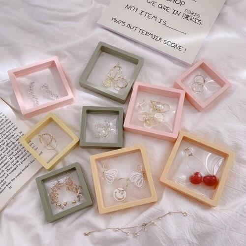 Transparent Film Jewelry Packing Box Suspended Ring Earrings Display Stand Holder Coin Collection Gems Storage PET Membrane Case
