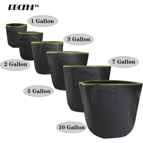 RBCFHI 10PCS Greenside Black Fabric Pot Plant Pouch Root Container Planting Pot Container Gardening Plant Pouch With Handle