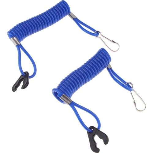 2 Pieces Boat Kill Switch Safety Lanyard Blue for Yamaha Outboard