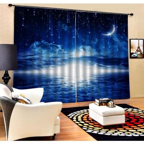 Luxury 3D Window Curtains Living Room blue sky stars curtains 3D Window Curtains For Living Room