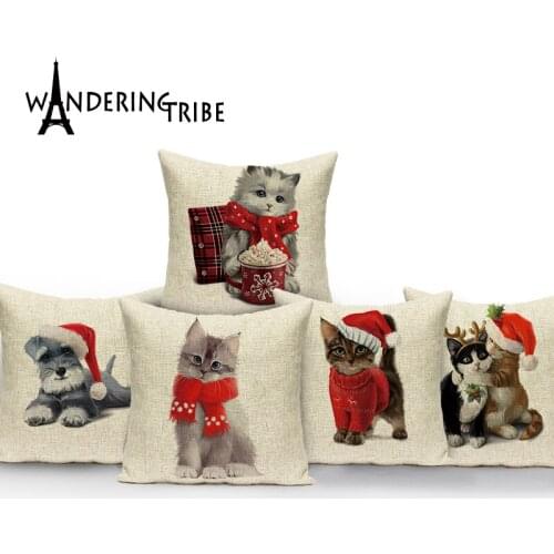 Christmas Pillowcase Cartoon Style Merry Christmas Decoration Case On The Pillow Decorative Cushion Home And Living Room Cushion