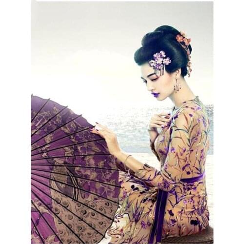 Diy Diamond Embroidery Japanese Woman Geisha 5D Cross Stitch Beads Diamond Painting Full Square Round Mosaic SaleZP-4531