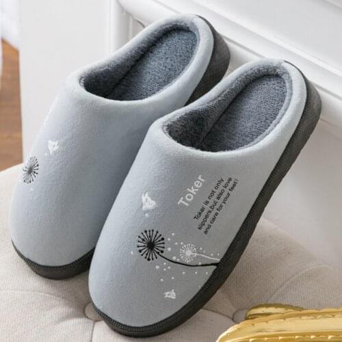 2021 Flora Print Memory Foam Women Slippers Soft Plush Fur Slides Non-slip Backless Men Shoes Winter Home Warm Couple Slippers