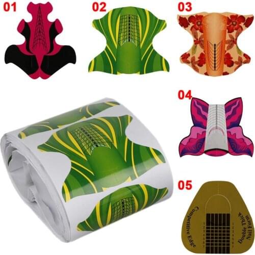 Tignish 100Pcs/Lot Nail Form For Acrylic UV Gel Tip Nails Extension Guide French DIY Tools Self-Adhesive Forms Stickers TSCM1